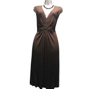 Violet moss green dress with metal "belt"‎ women's size L